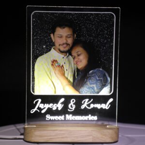 Personalized Acrylic LED Photo Light Lamp - Rectangle Shape with Round Corner for One Photo