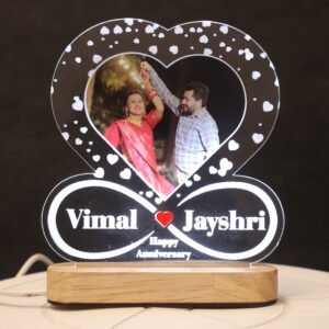 Personalized Acrylic LED Photo Light Lamp - Heart within an Infinity Symbol