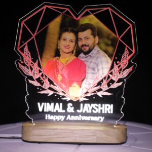 Personalized Acrylic LED Photo Light Lamp - Geomatric Heart