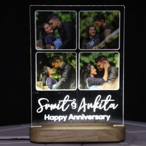 Personalized Acrylic LED Photo Light Lamp - Rectangle Shape with Round Corner for Four Photos