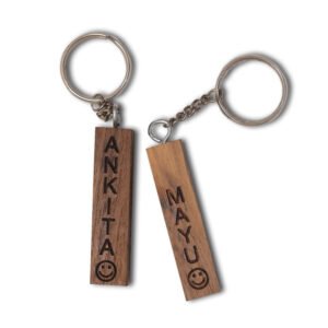 Personalized Wooden Keychain with Name Engraving | Custom Key Chain Gift for Men and Women | Ideal for Car, Bike, Bag, Office Use | Handmade Wooden Key Chain