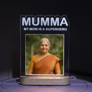 Personalized LED Acrylic Lamp with Photo for Mumma Custom Night Light with Wooden Base Unique Gift for Mother Mothers Day Birthday Anniversary Special Present